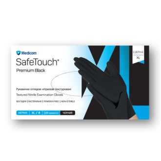 Рукавички нітрилові Medicom SafeTouch Premium 5г Black Чорні 100 шт