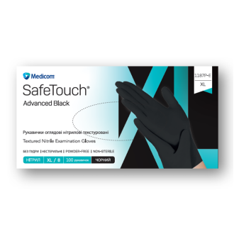 Рукавички нітрилові Medicom SafeTouch Advanced Black 3,5г Чорні 100 шт