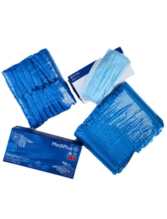 Набір Синій №1 (рукавички+маска+бахіли+шапочки)