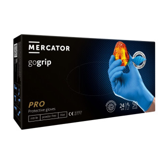 Рукавички нітрилові Mercator Medical GoGrip Blue Сині 50 шт