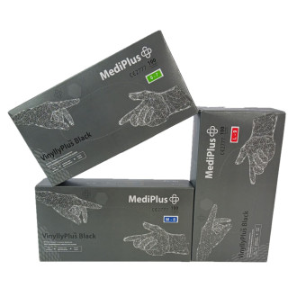 Рукавички вінілові MediPlus VinyllyPlus Black PF 5 г Чорні 100 шт