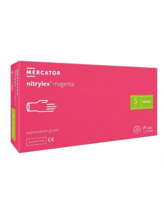 Рукавички нітрилові Mercator Medical Nitrylex Magenta Фуксія 100 шт