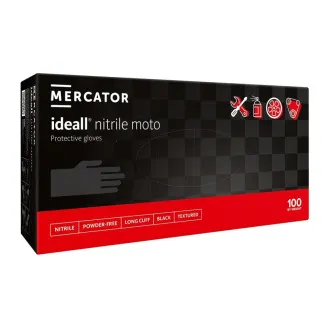 Рукавички міцні нітрилові Mercator Ideall Nitrile Moto Чорні 100 шт
